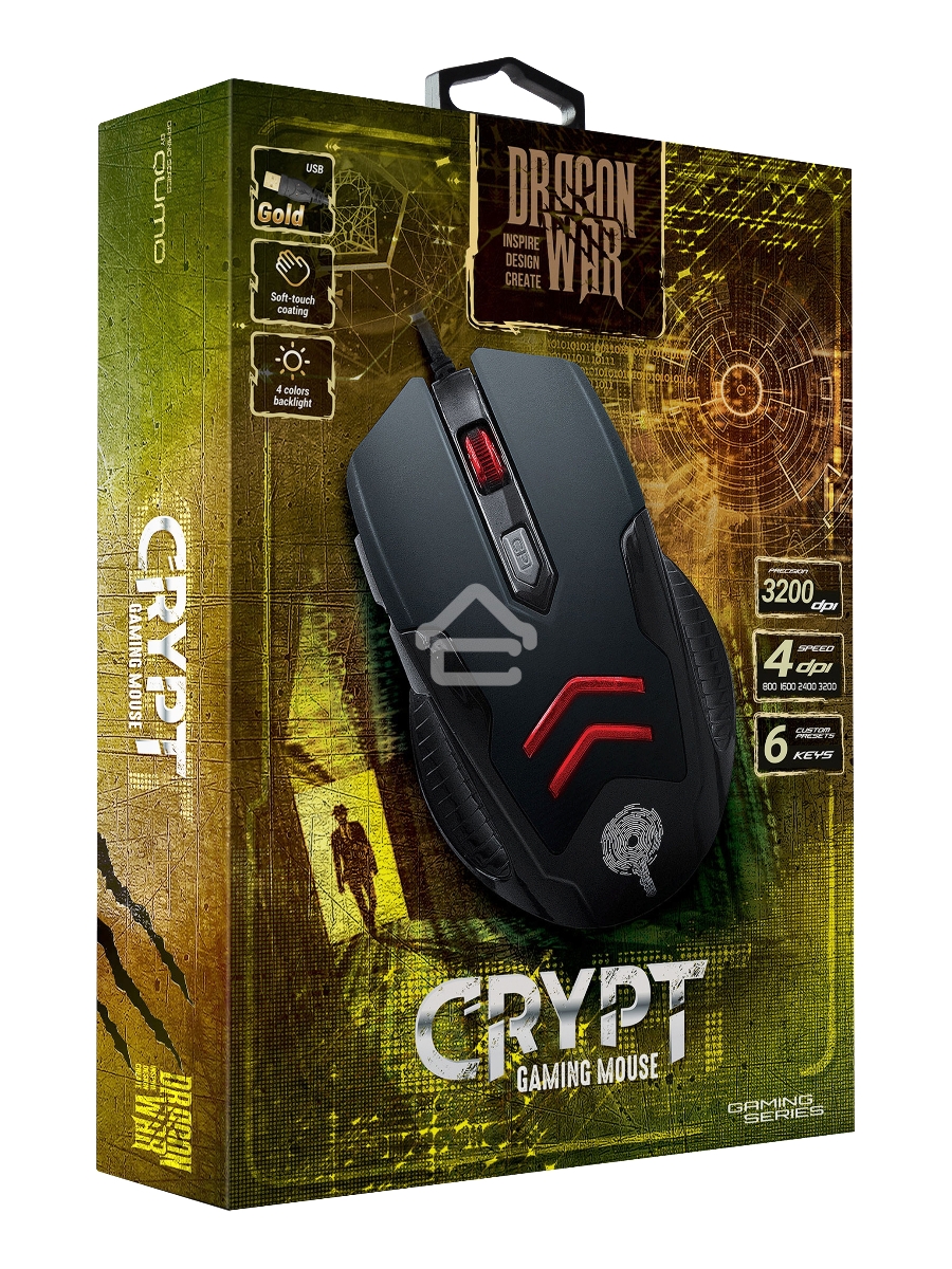 Мышь проводная Qumo Crypt M57 черный, 3200 dpi, USB, кнопки - 6
