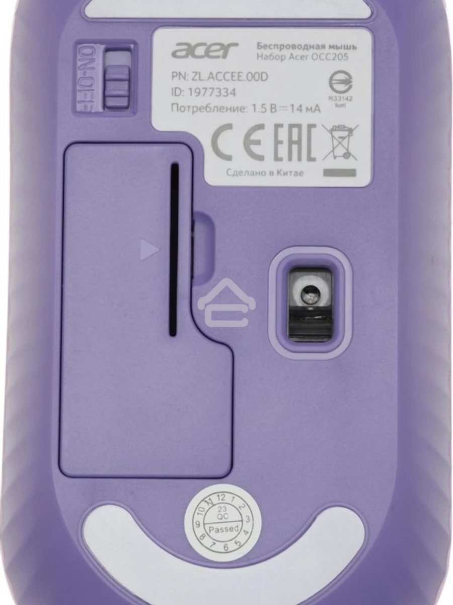 Клавиатура + мышь Acer OCC205 беспроводной USB, 1200 dpi, фиолетовый