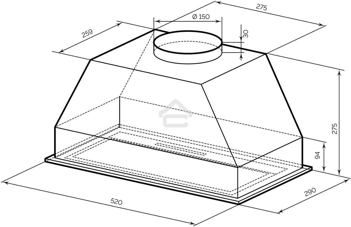 Вытяжка встраиваемая LEX Hyper 600 GS Inverter GR серый управление: сенсорное (1 мотор)