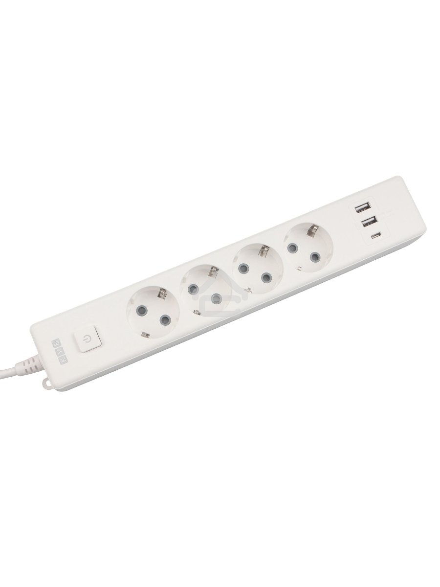 Бытовой удлинитель PowerCube, 4р с/з вык., 3USB, 3500 Вт, 16А, 1.9 м, 3*1,0 (белый) PC-6-2M