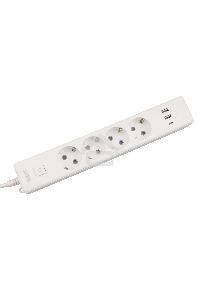 Бытовой удлинитель PowerCube, 4р с/з вык., 3USB, 3500 Вт, 16А, 1.9 м, 3*1,0 (белый) PC-6-2M