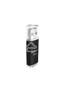 Флеш диск Maxvi MP 32GB USB 2.0 black, монолит с колпачком, металл + ABS пластик