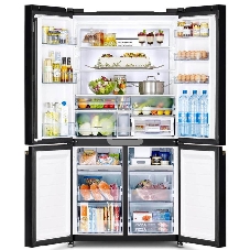 Холодильник Hitachi R-WB720VUC0 GBK черный стекло трехкамерный инвертер 372/196л морозилка снизу