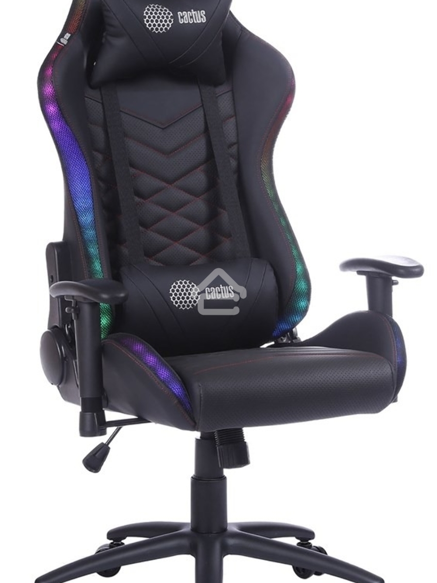 Кресло игровое Cactus CS-CHR-0099BLR черный/красный, сиденье черный/красный, эко.кожа, с подголов. крестовина металл, пластик черный