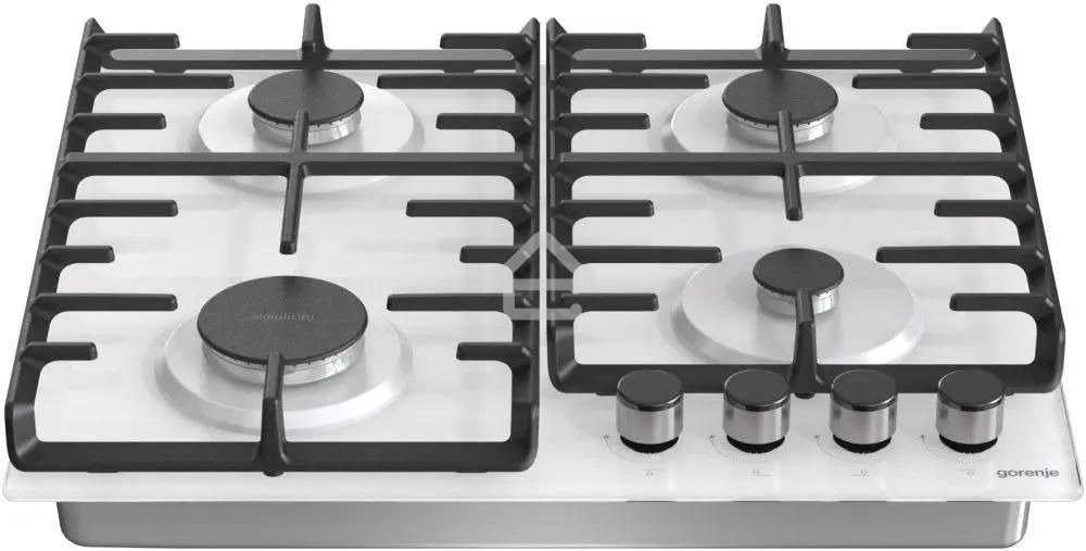 Газовая варочная панель Gorenje GT642SYW, 4 конфорки, закаленное стекло, белый