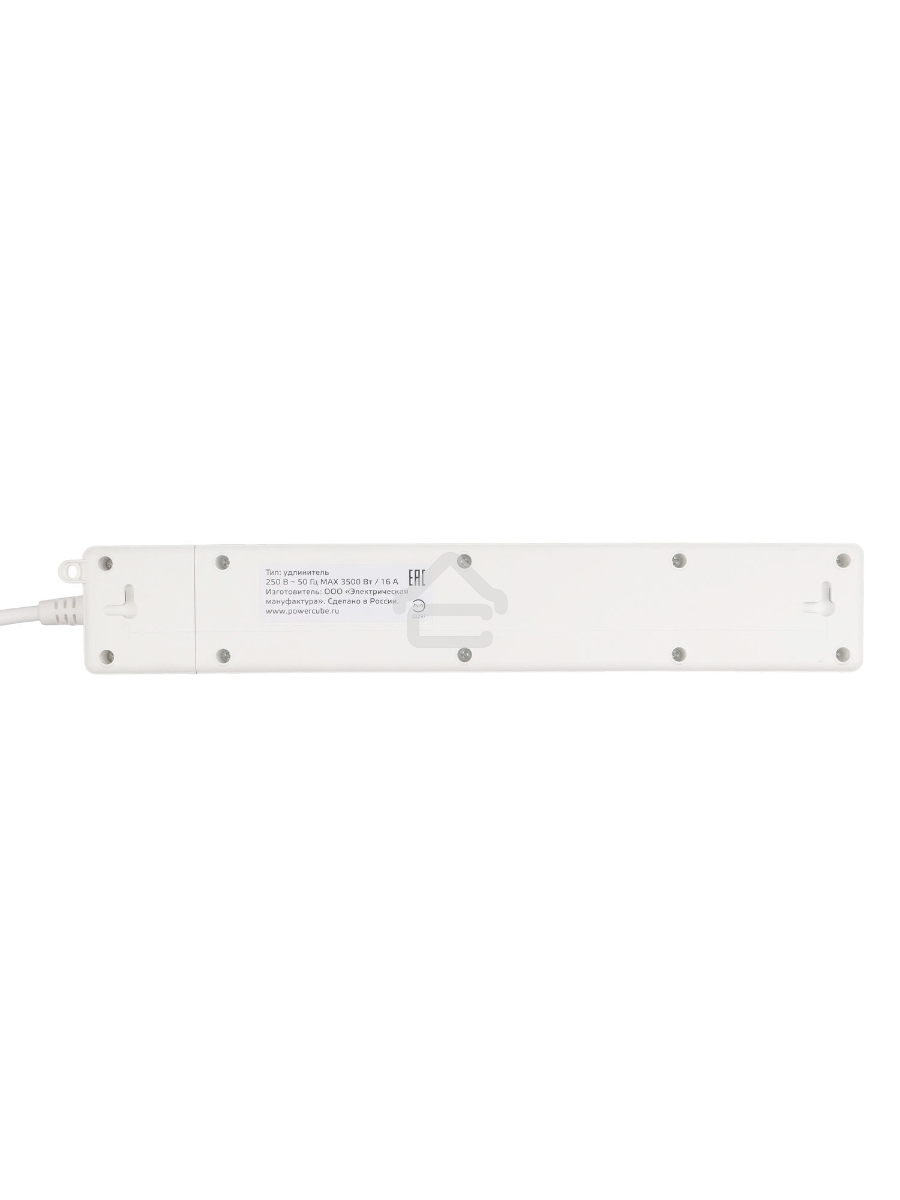 Бытовой удлинитель PowerCube, 4р с/з вык., 3USB, 3500 Вт, 16А, 1.9 м, 3*1,0 (белый) PC-6-2M