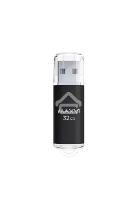 Флеш диск Maxvi MP 32GB USB 2.0 black, монолит с колпачком, металл + ABS пластик