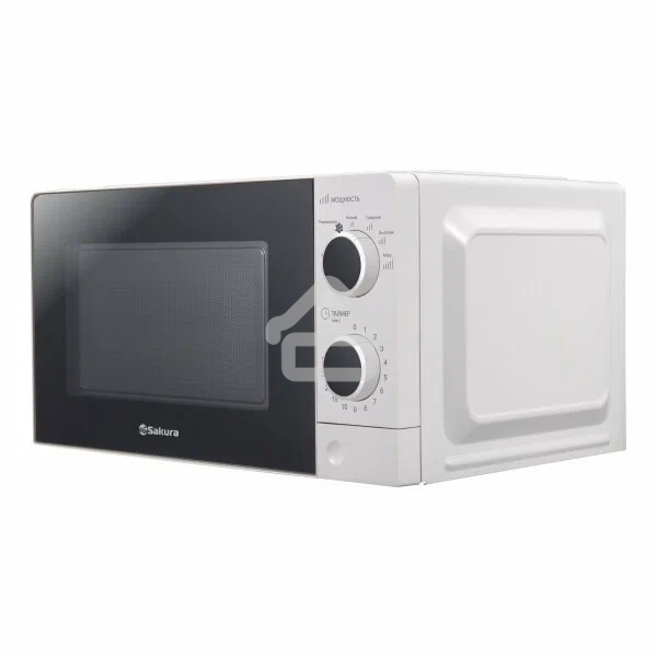 Микроволновая печь Sakura SA-7055W белый, 20 л, 700 Вт, переключатели - поворотный механизм