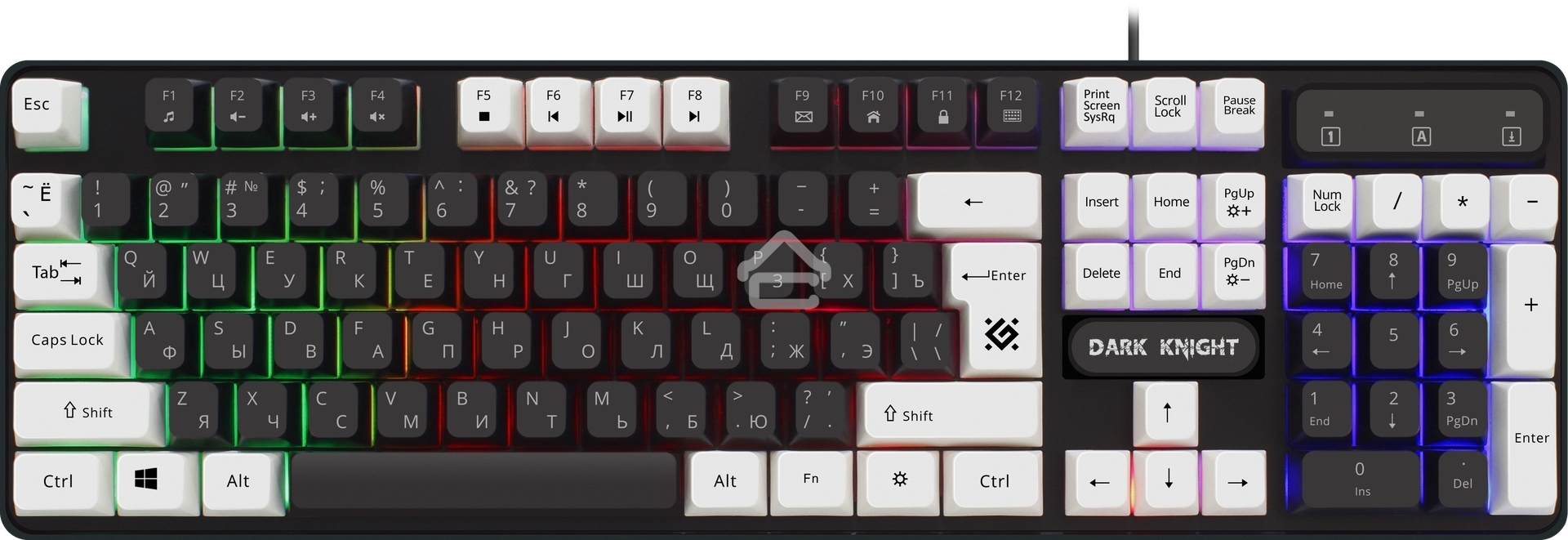 Клавиатура Defender Dark Knight GK-077 проводная, USB, черный/белый