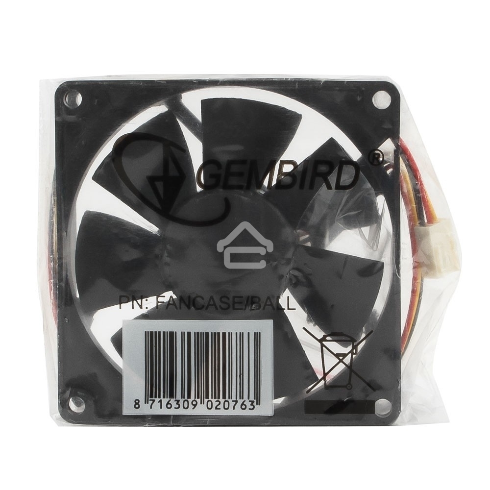 Вентилятор для корпуса Gembird FANCASE/BALL-3100 черный, 80 мм, 3100 об/мин, 38.65 дБ, 3 pin