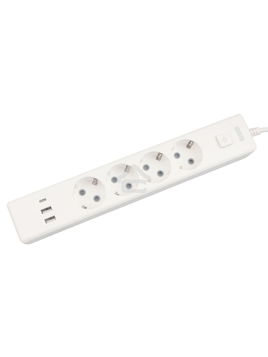Бытовой удлинитель PowerCube, 4р с/з вык., 3USB, 3500 Вт, 16А, 1.9 м, 3*1,0 (белый) PC-6-2M