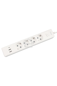 Бытовой удлинитель PowerCube, 4р с/з вык., 3USB, 3500 Вт, 16А, 1.9 м, 3*1,0 (белый) PC-6-2M
