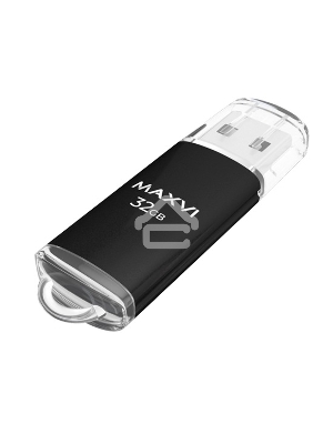 Флеш диск Maxvi MP 32GB USB 2.0 black, монолит с колпачком, металл + ABS пластик