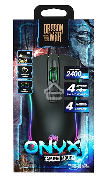 Мышь проводная Qumo Onyx RGb M73 черный, 2400 dpi, USB, кнопки - 4