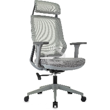 Кресло руководителя Бюрократ MC-G411N-H серый, сетка/ткань, с подголов. крестов. пластик, пластик серый