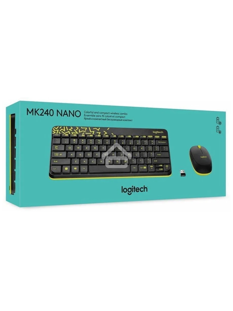 Комплект беспроводной клавиатура+мышь Logitech MK240 Black/Yellow (920-008198)