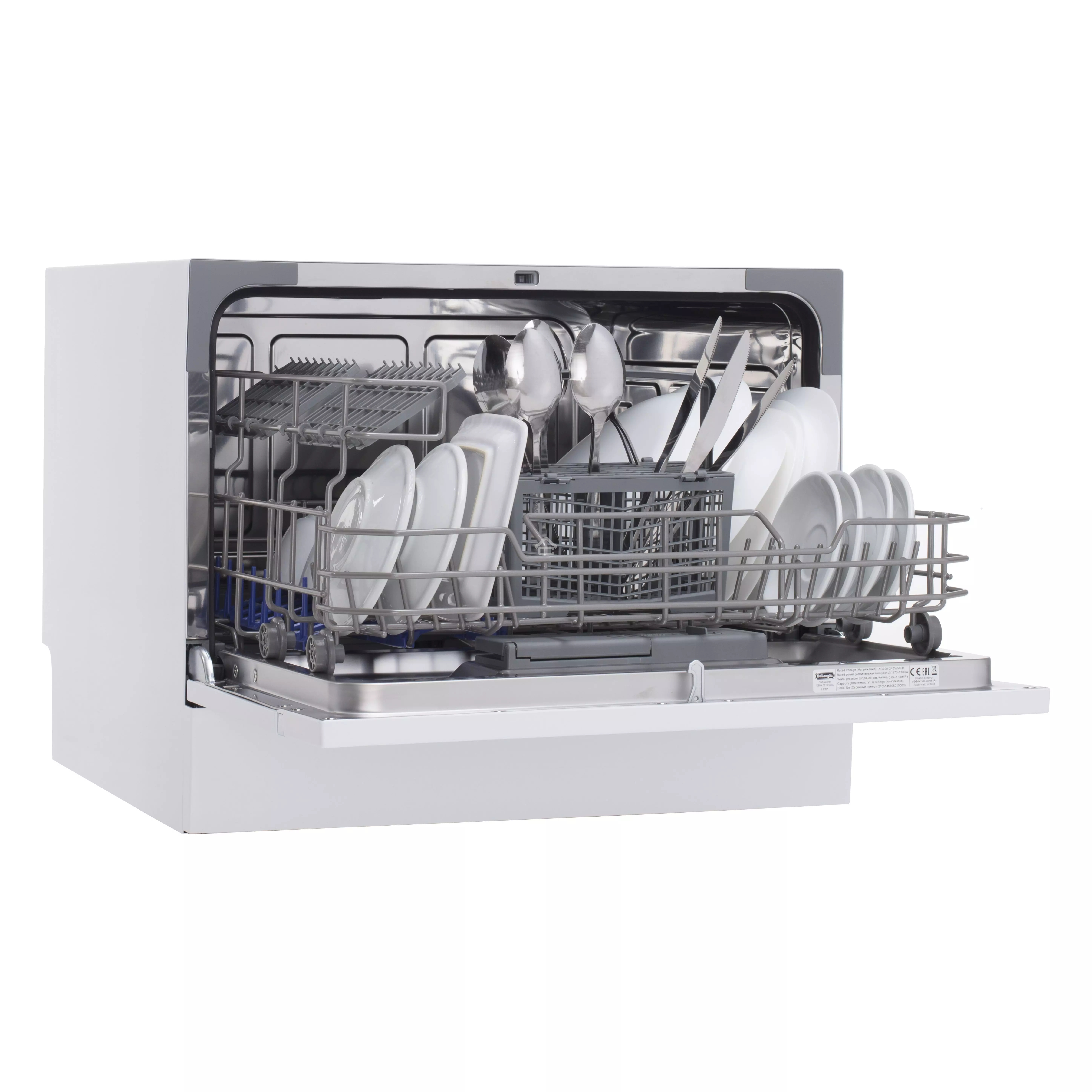Посудомоечная машина DeLonghi DDW07T Onics, белая, 55 см, 6 компл., 49 дБ, класс A+