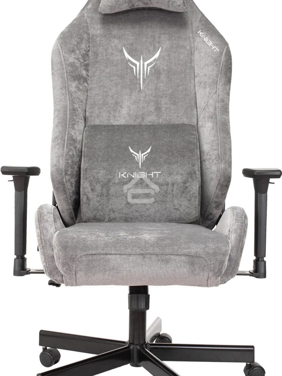 Кресло игровое Knight N1 Fabric серый Light-19 с подголов. крестовина металл