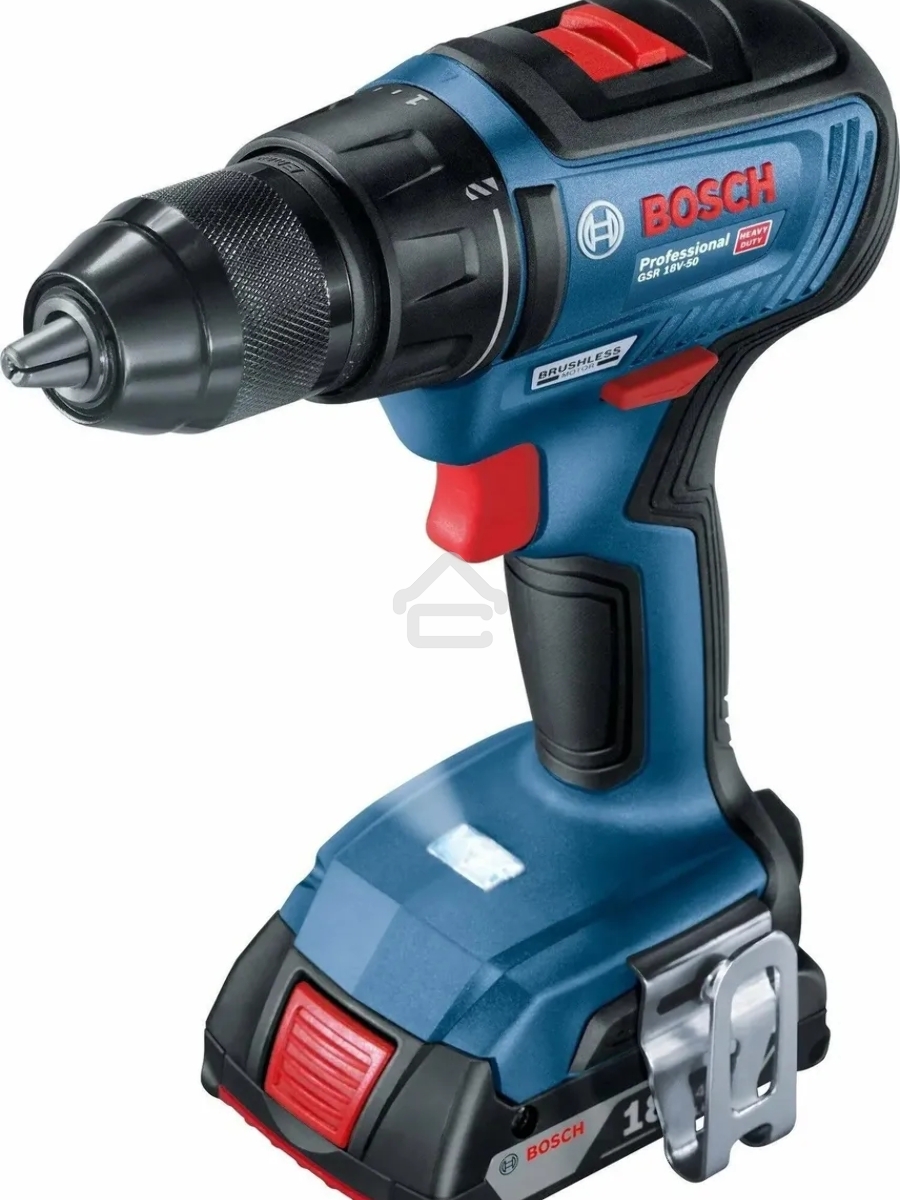 Дрель-шуруповерт Bosch GSR 18V-50 + L, 06019H5000, Аккумуляторная, 18В, 2 АКБ, Аккумуляторная, Кейс