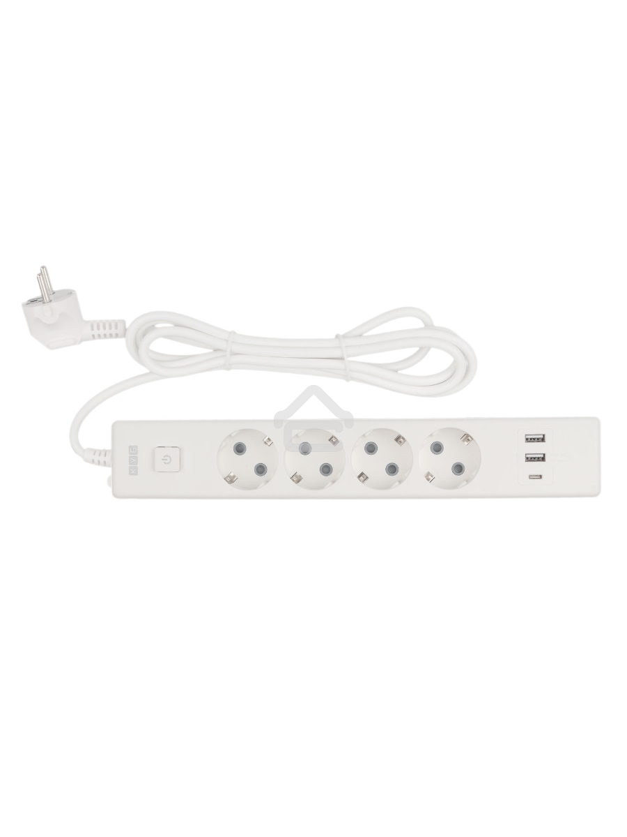 Бытовой удлинитель PowerCube, 4р с/з вык., 3USB, 3500 Вт, 16А, 1.9 м, 3*1,0 (белый) PC-6-2M