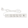 Бытовой удлинитель PowerCube, 4р с/з вык., 3USB, 3500 Вт, 16А, 1.9 м, 3*1,0 (белый) PC-6-2M