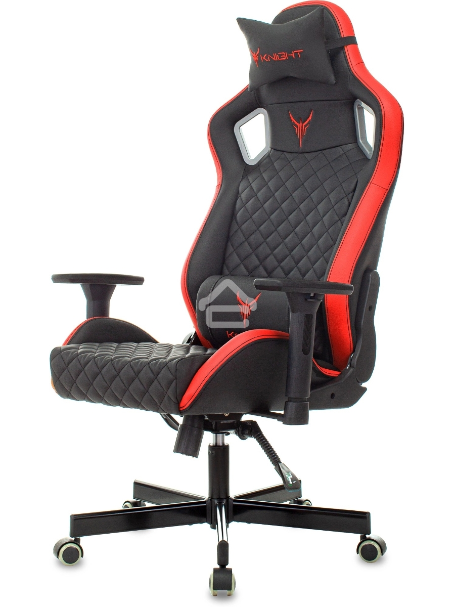 Кресло игровое Knight OUTRIDER черный/красный ромбик эко.кожа с подголов. крестовина металл