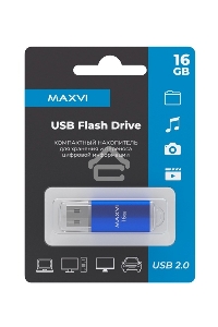 Флеш диск Maxvi MP 16GB MP blue, монолит с колпачком, металл + ABS пластик