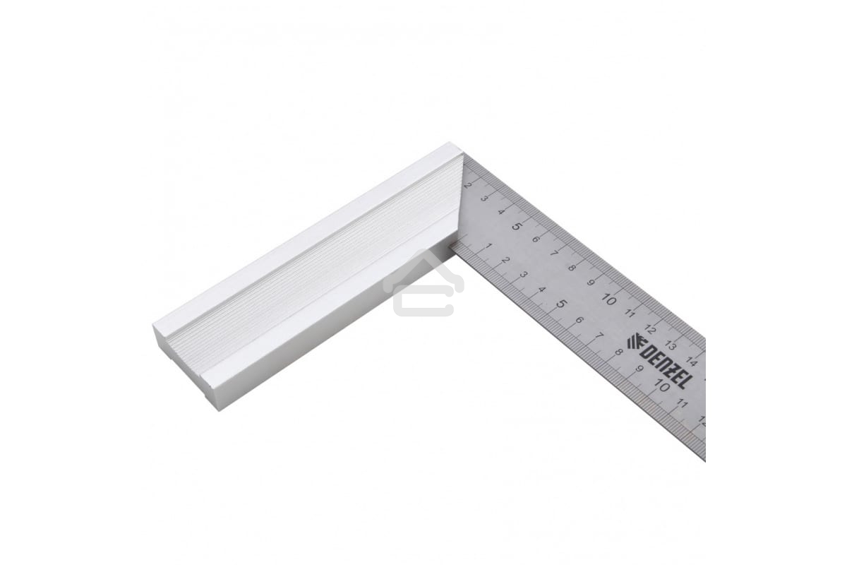 Угольник Denzel стальной, нержавеющая сталь, градуировка, алюминиевое основание, 300 мм