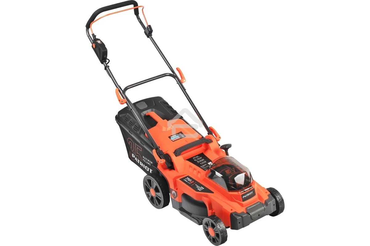 Газонокосилка аккумуляторная PATRIOT CM 440 2*21В UES, без акб и зу, бесщеточ, 37см, трав 35л пласт+мульчирование, центр. подъем 6 уровней (25-75), пласт дека