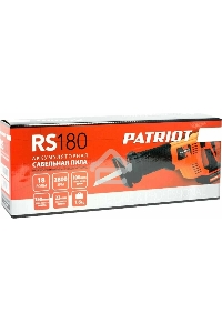 Пила сабельная аккумуляторная  PATRIOT RS 180UES, 18В, 3000 ход/мин, ход пильного полотна 22мм, макс. глубина пропила 100мм, регулировка скорости, быстрая замена пильного полотна, прорезиненная рукоятка