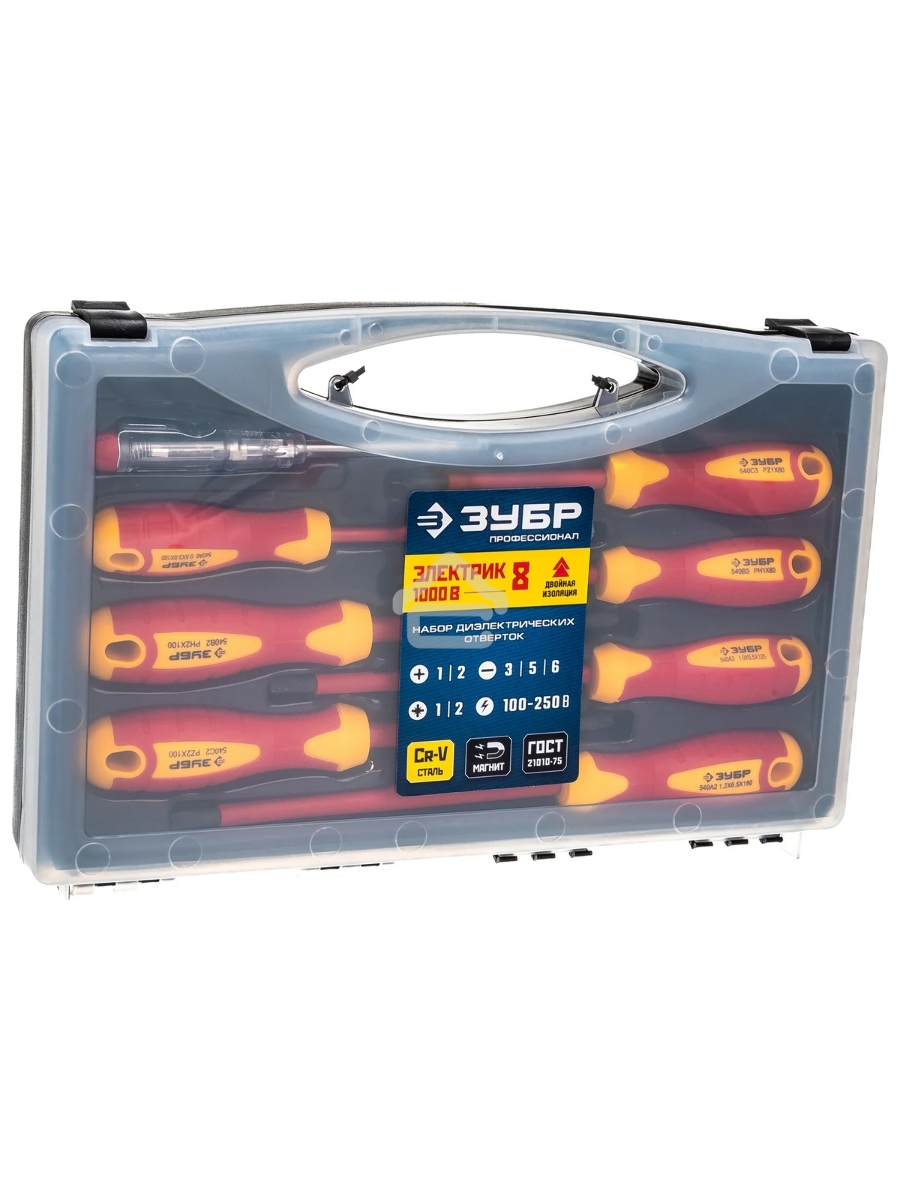 Набор: Отвертки SL 3, 5, 6 / PH 1, 2 / PZ 1, 2, тестер 100-250 В, ЗУБР 