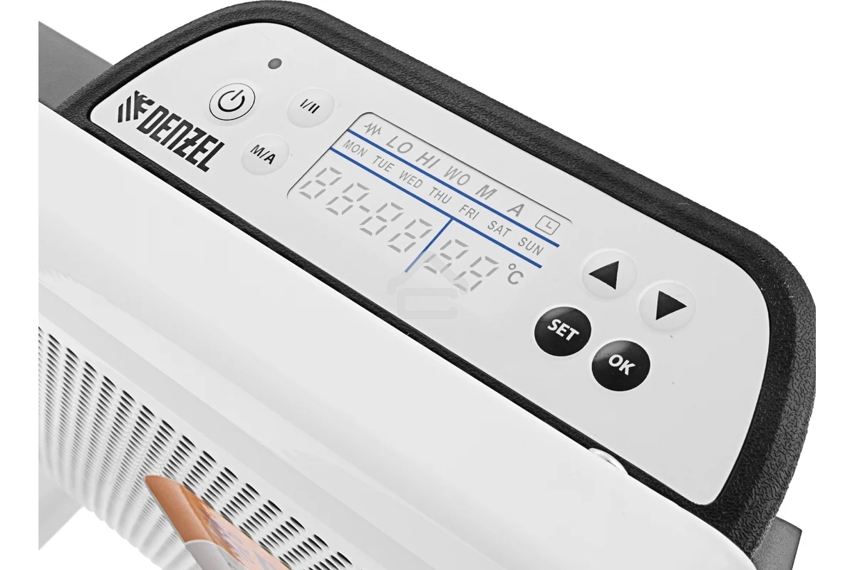 Конвектор электрический гибридный Denzel HybridX-1000 белый, 1000 Вт, 20 м2, термостат, дисплей