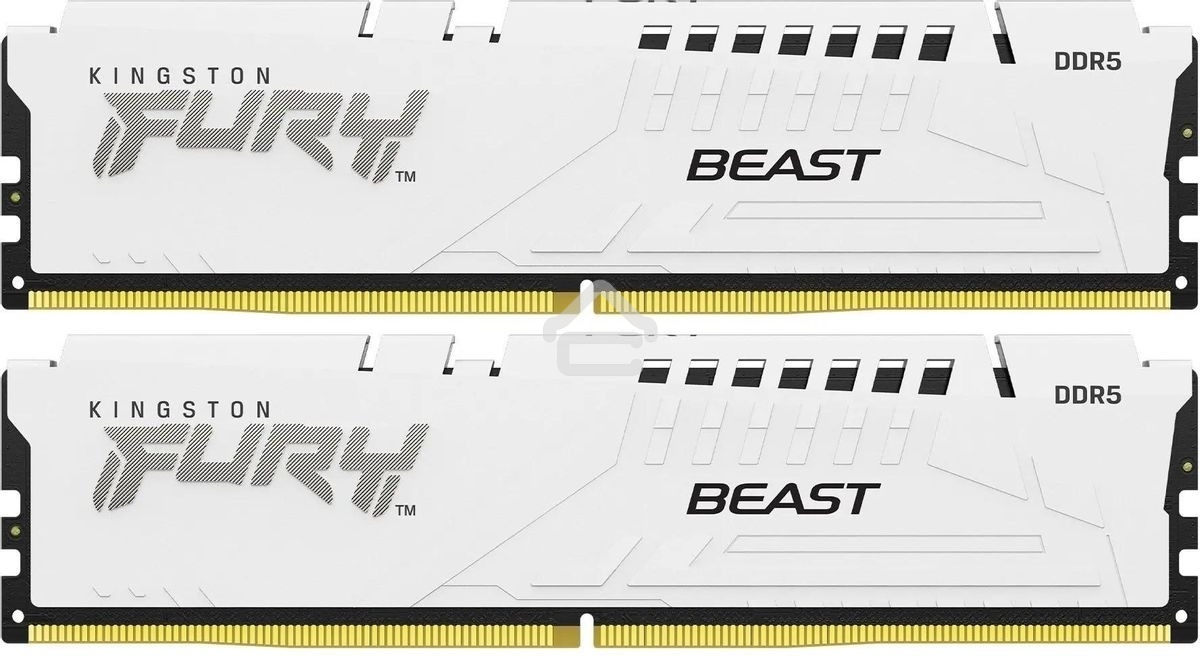 Оперативная память Kingston Fury Beast, DDR5, 32Gb (2x16Gb), 5600MHz, CL40, DIMM, с радиатором, белый