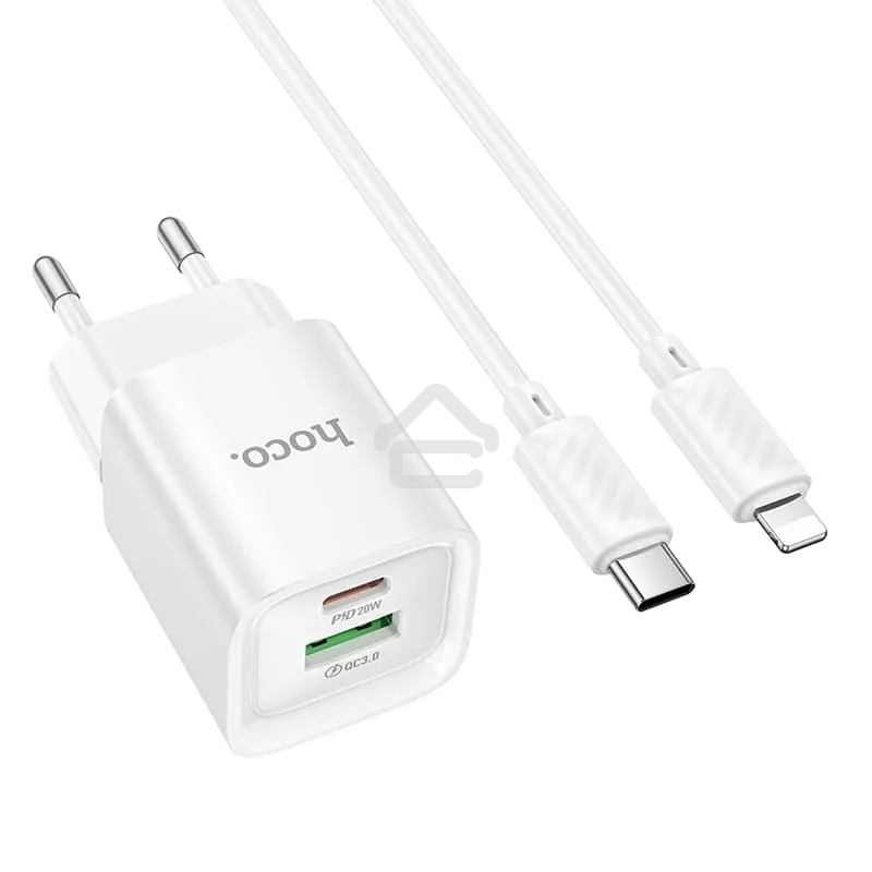 Сетевое зарядное устройство HOCO C147Aai 1USB+1Type-C 3.0A QC3.0 PD 20W, White
