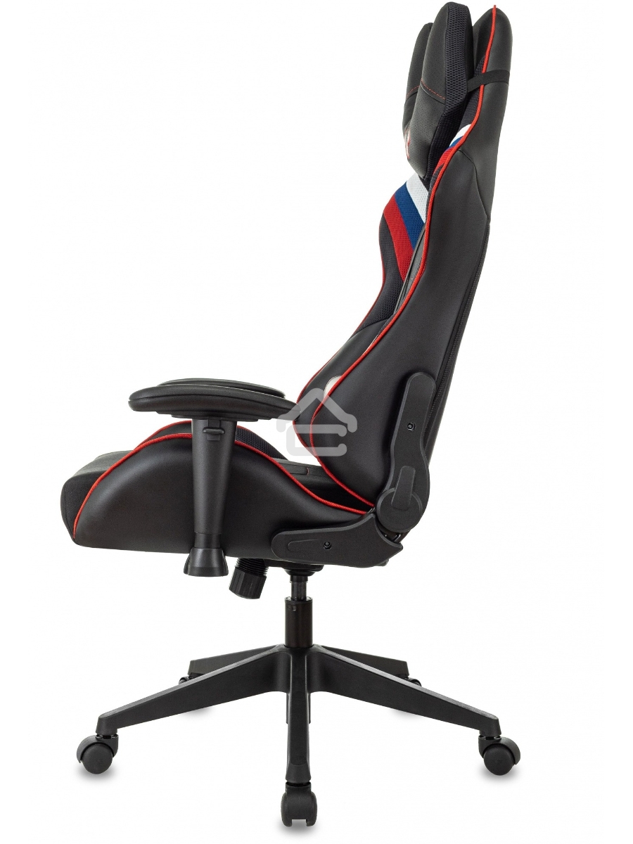 Кресло игровое Бюрократ VIKING 4 AERO RUS белый/синий/красный/черный, искусст. кожа/ткань, две подушки