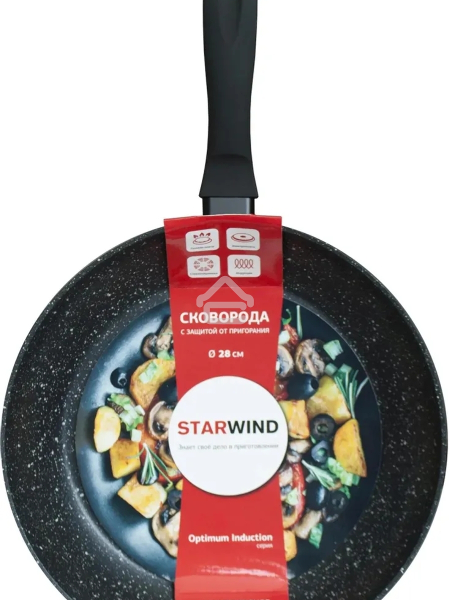 Сковорода Starwind Optimum induction SW-OPI2028 круглая 28см покрытие: Skandia X-treme ручка несъемная (без крышки) черный