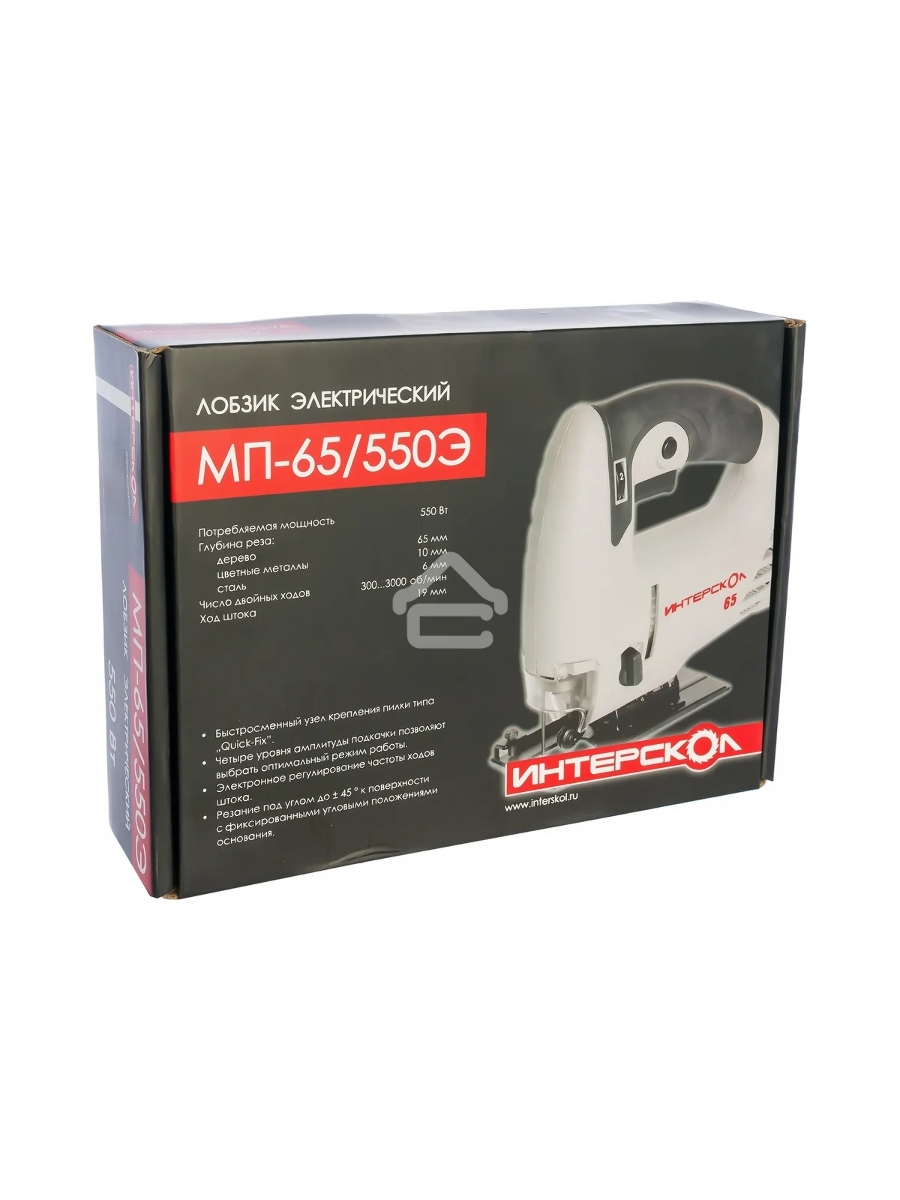 Лобзик ИНТЕРСКОЛ МП-65/550Э 550Вт,3000х/мин,ход 19мм,маят,2.2кг 101.1.1.00
