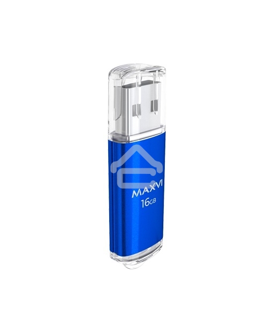 Флешка USB R/W Maxvi MP 16GB MP blue, монолит с колпачком, металл + ABS пластик