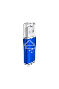 Флеш диск Maxvi MP 16GB MP blue, монолит с колпачком, металл + ABS пластик