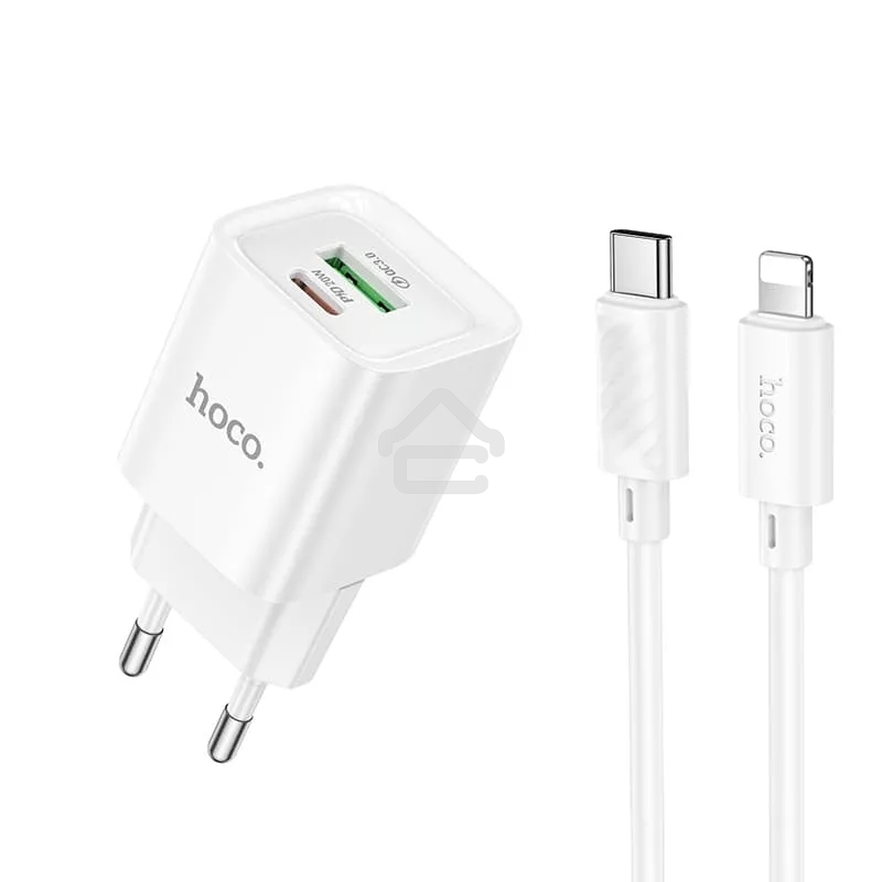 Сетевое зарядное устройство HOCO C147Aai 1USB+1Type-C 3.0A QC3.0 PD 20W, White