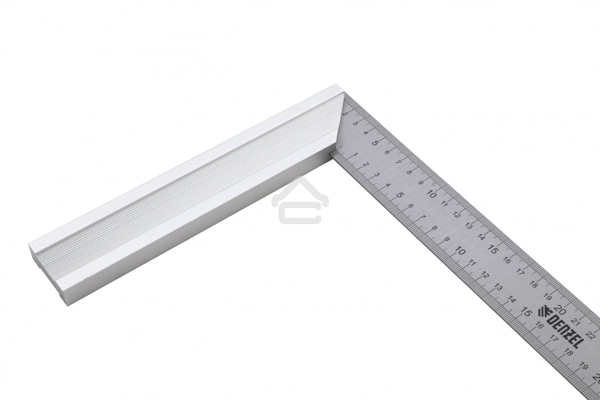 Угольник Denzel стальной, нержавеющая сталь, градуировка, алюминиевое основание, 400 мм
