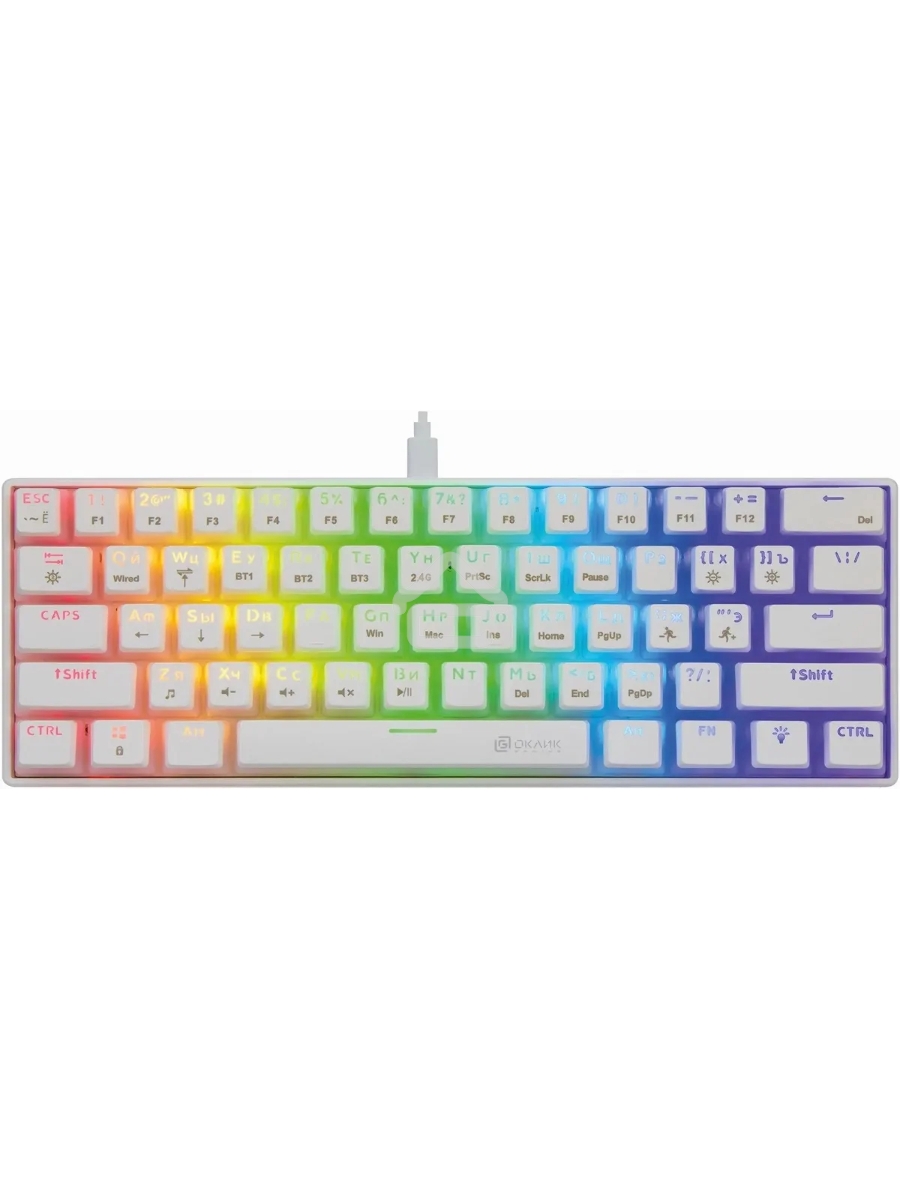 Клавиатура Oklick K763W (1920562) беспроводная, USB, Bluetooth/Радиоканал, белый