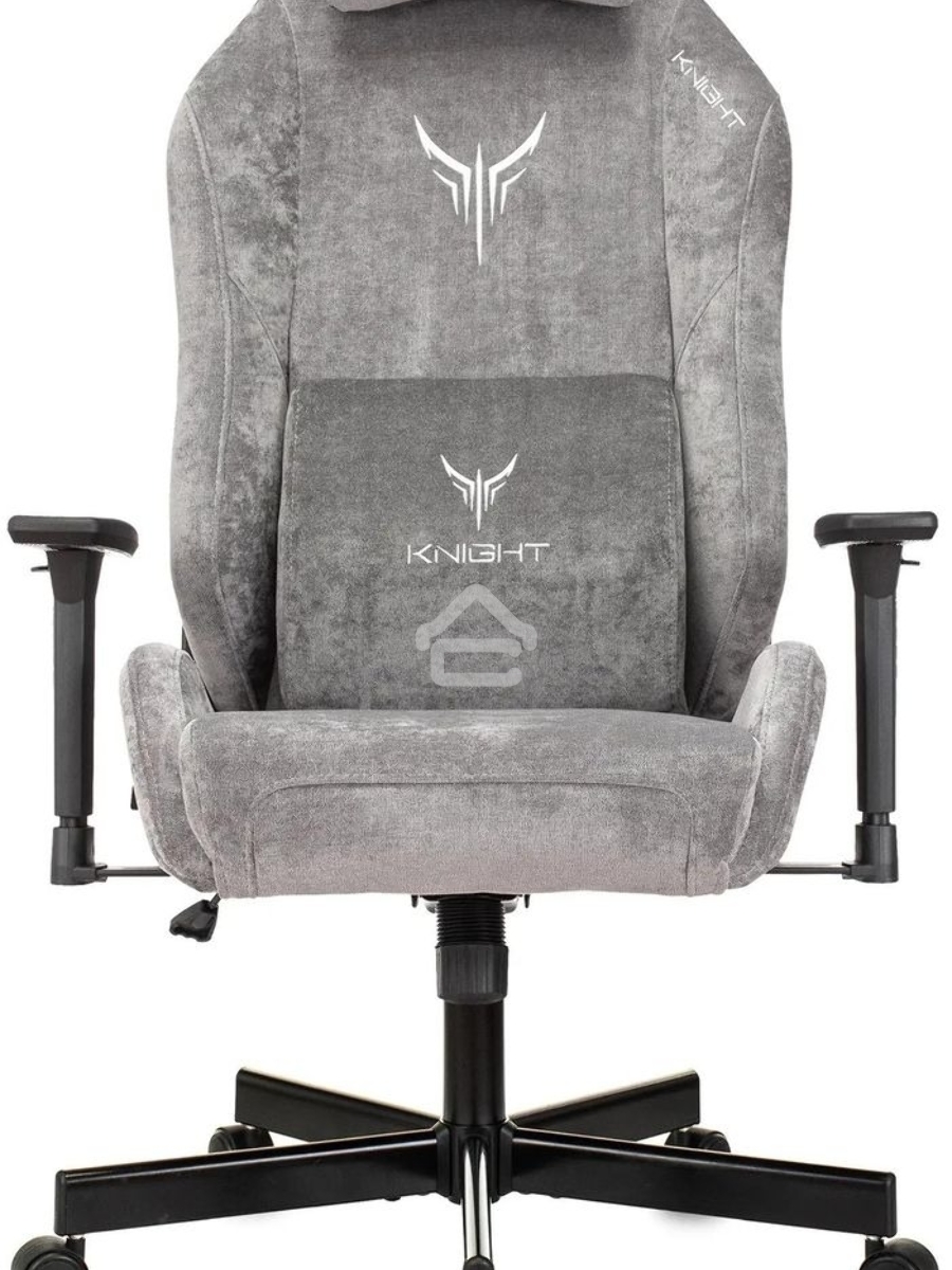 Кресло игровое Knight N1 Fabric серый Light-19 с подголов. крестовина металл