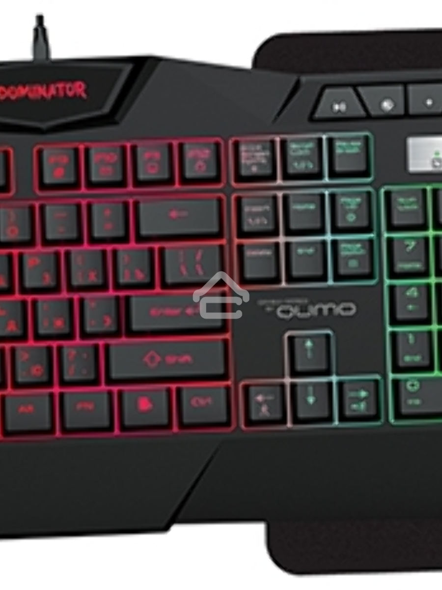 Игровой набор Qumo Dominator K66/M83, кл-ра проводная, 104+8 клавиш, подсветка радужная, мышь проводная, оптическая, 4 цвета, 1200/1600/2400/3200 dpi