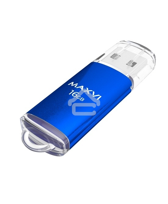 Флешка USB R/W Maxvi MP 16GB MP blue, монолит с колпачком, металл + ABS пластик