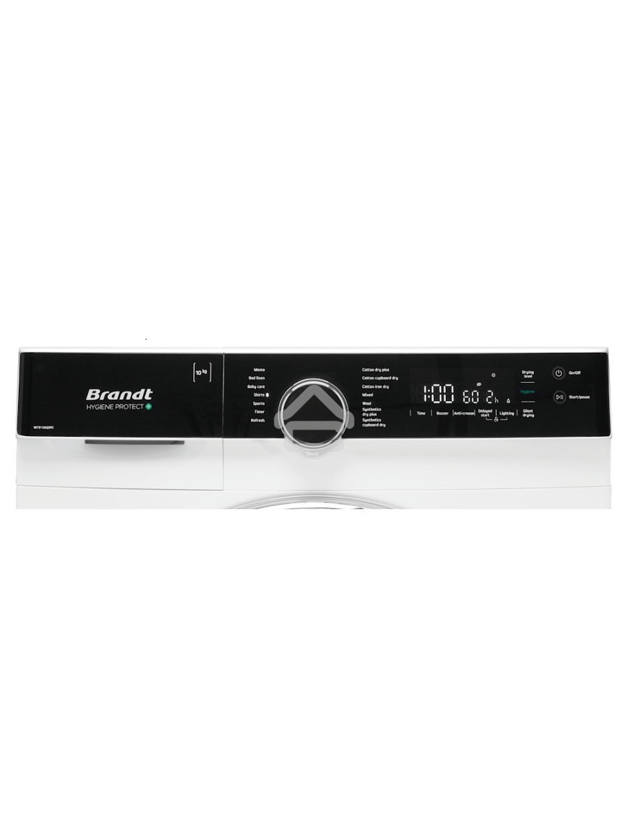 Сушильная машина BRANDT WFB106QWE белый, 10 кг, сушка - конденсационная, программ - 14, 59.5 x 84.5 x 67.5 см
