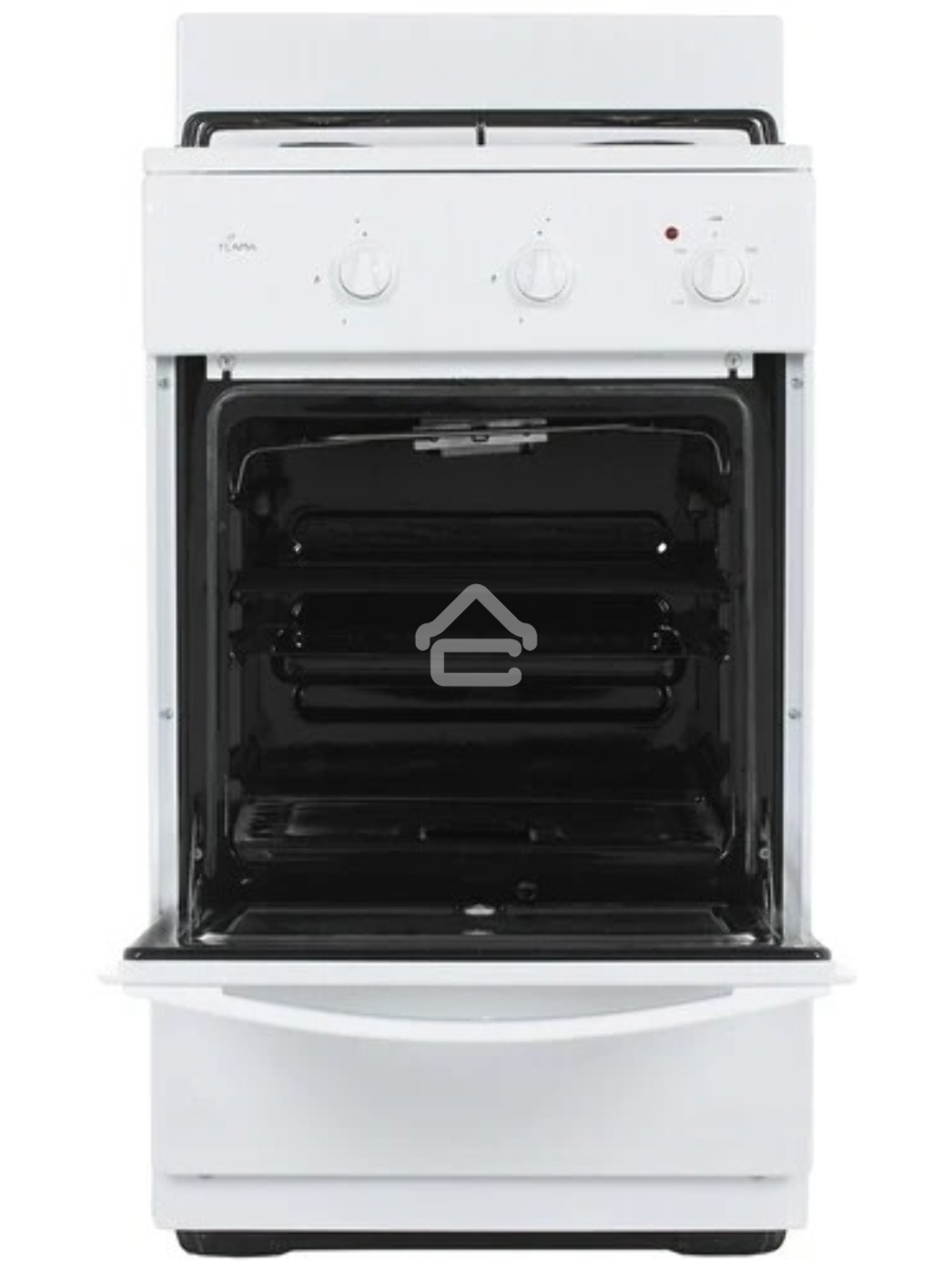 Плита комбинированная Flama CK 2201 W белый, конфорок 2 шт газовых, духовка 30 л, 50 см x 85 см x 38 см