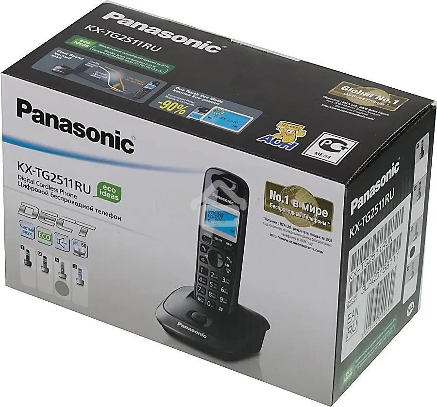 Телефон Panasonic KX-TG2511RUN (платиновый) АОН, Caller ID,спикерфон на трубке,переход в Эко режим одним нажатием