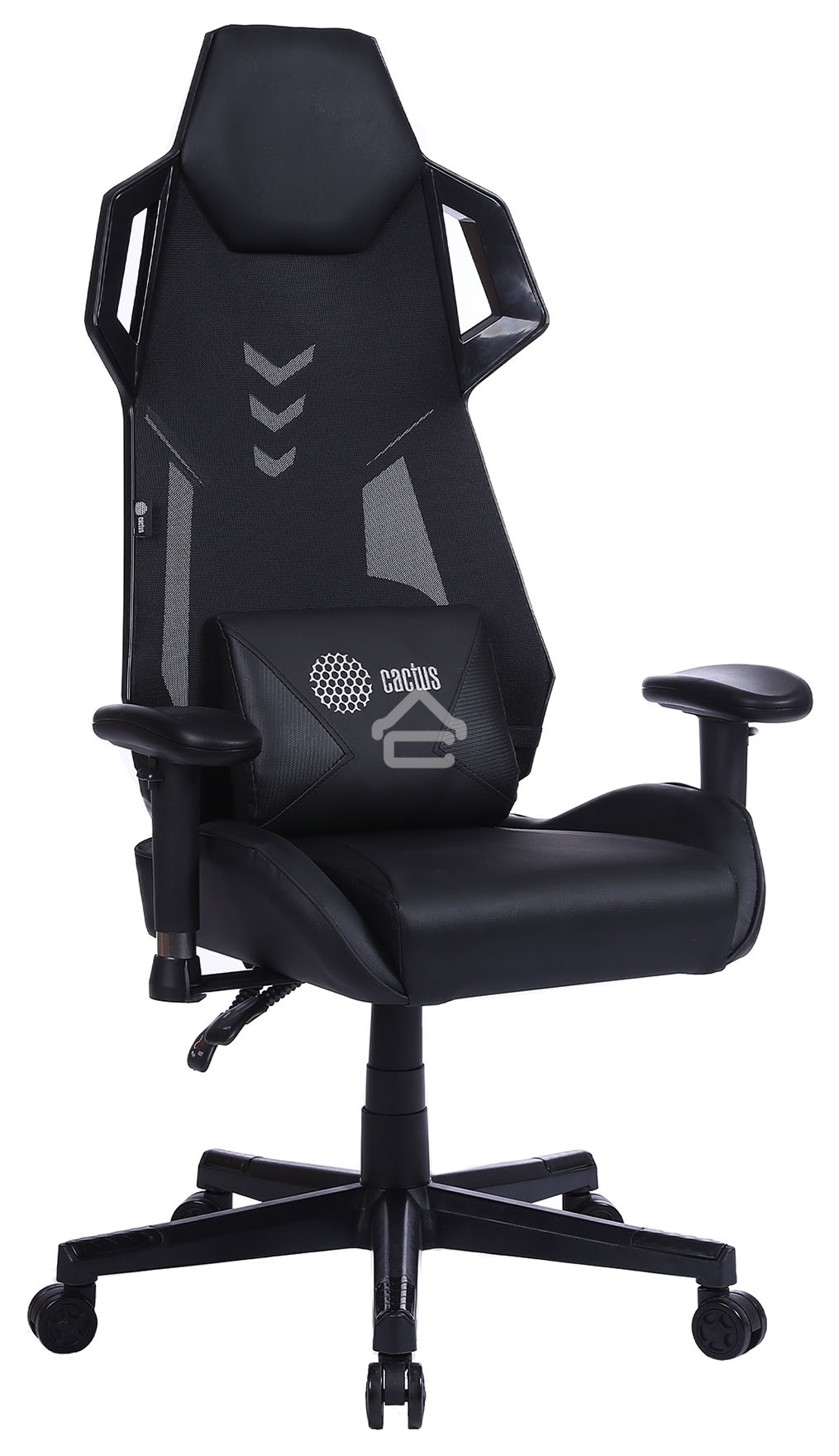 Кресло игровое Cactus CS-CHR-090BL черный, сиденье черный, эко.кожа, крестовина пластик, пластик черный