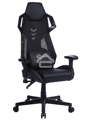Кресло игровое Cactus CS-CHR-090BL черный, сиденье черный, эко.кожа, крестовина пластик, пластик черный
